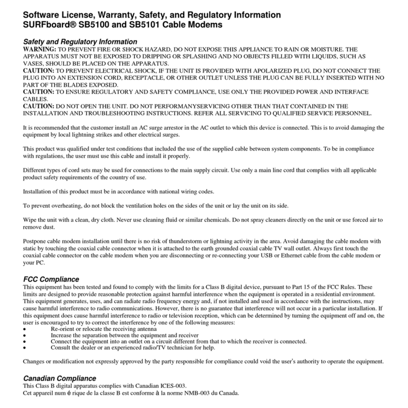 Motorola SB5101 - SURFboard - 30 Mbps Cable Modem Owner's manual