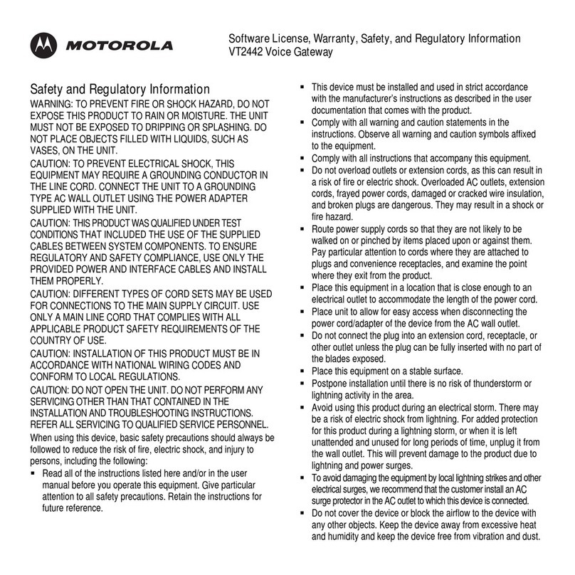 Motorola VT2442 - VONAGE User manual