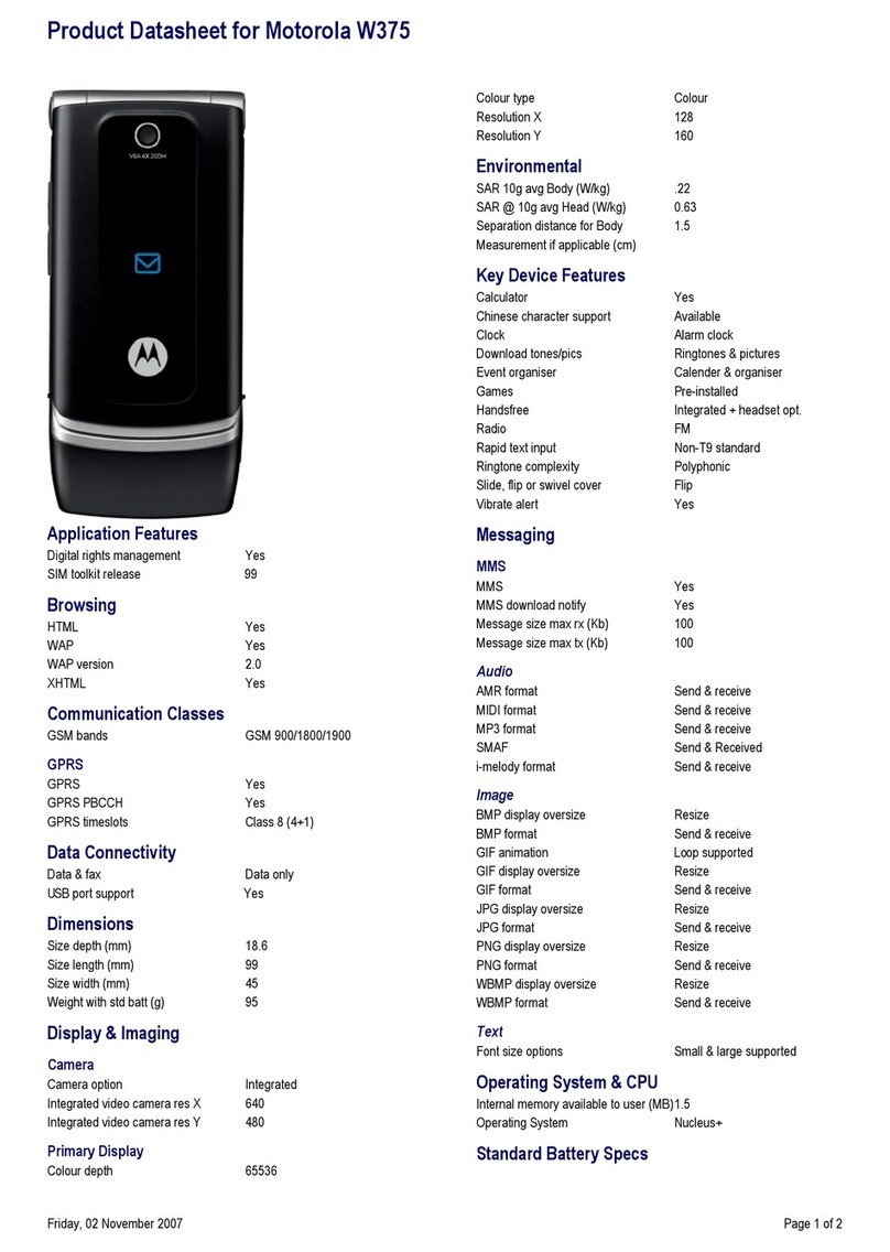 Motorola W375 Operational manual