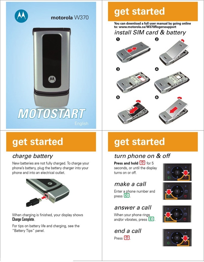Motorola W370 Specification sheet