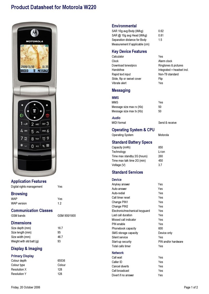 Motorola W220 Operational manual