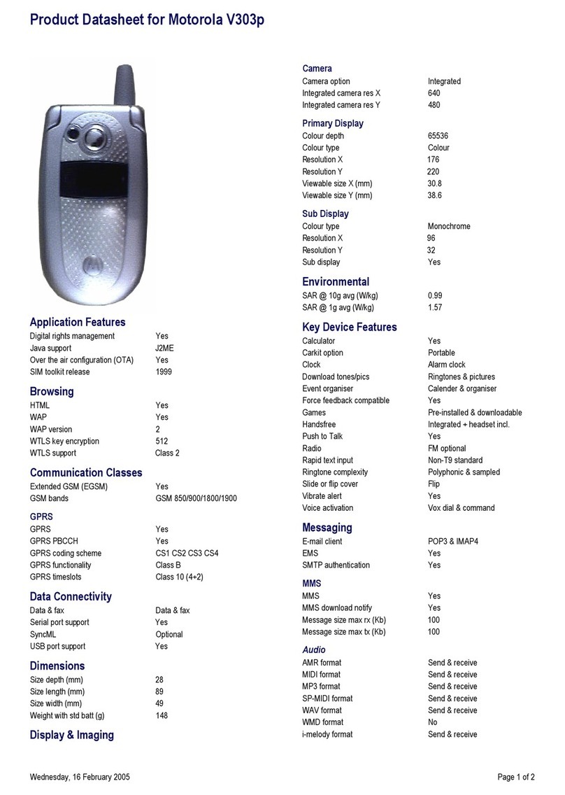 Motorola V303P datasheet