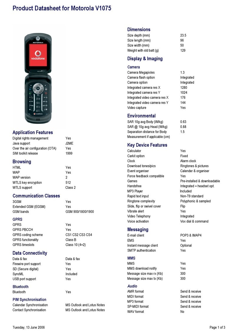 Motorola V1075 datasheet