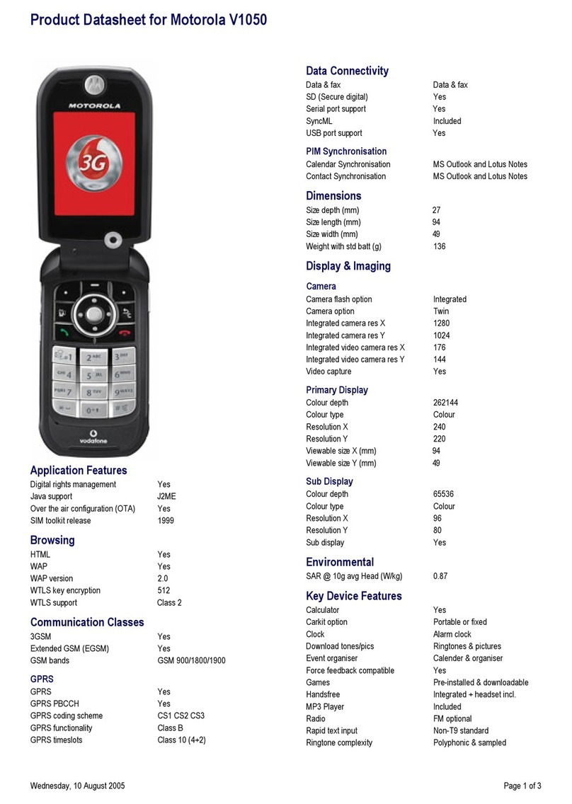 Motorola V1050 Operational manual