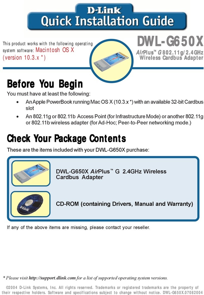D-Link AirPlus G DWL-G650X User manual D-Link AirPlus G DWL-G650X User manual