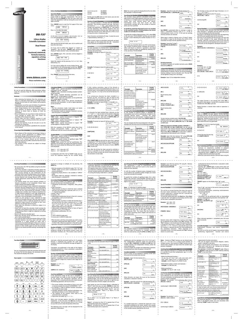 Datexx DS-737 owner's manual