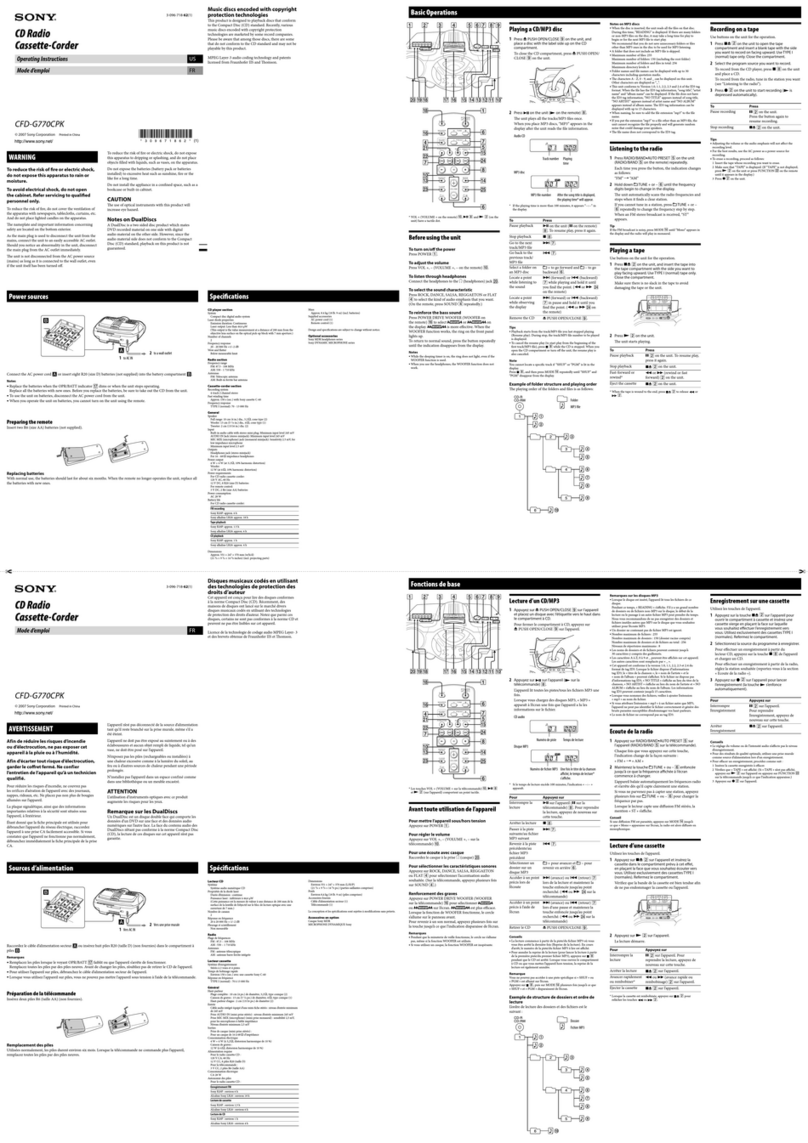 Sony CFDG770CPK User manual