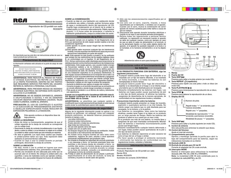 RCA RCD3379 - Portable CD Player Boom Box Instruction Manual RCA RCD3379 - Portable CD Player Boom Box Instruction Manual