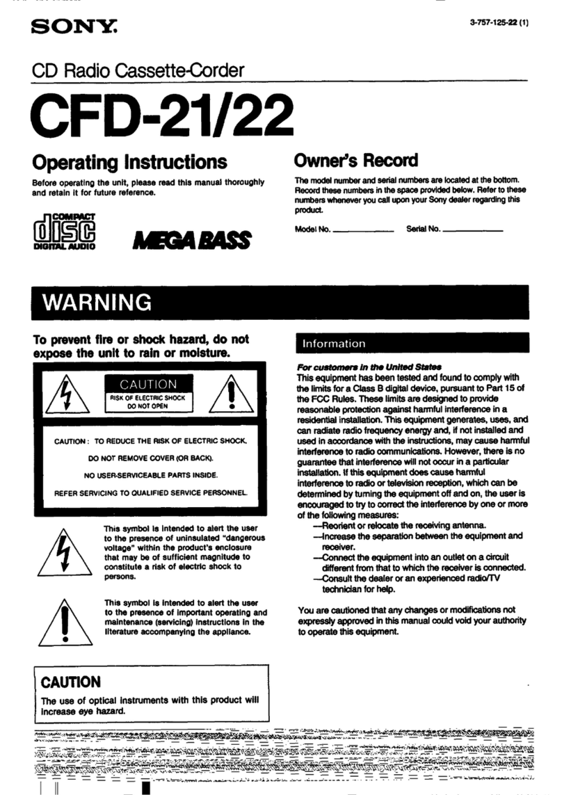 Sony CFD-22 - Cd Radio Cassette-corder User manual