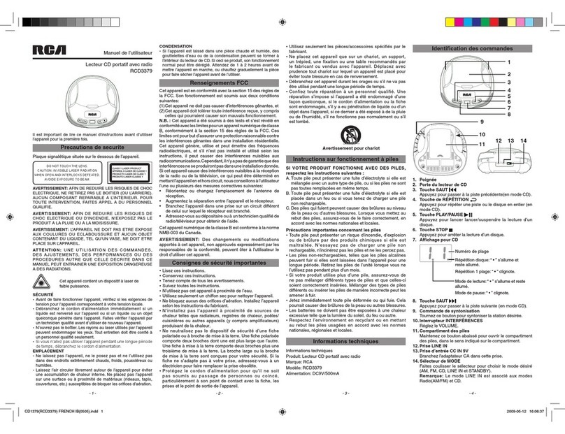 RCA RCD3379 - Portable CD Player Boom Box User manual