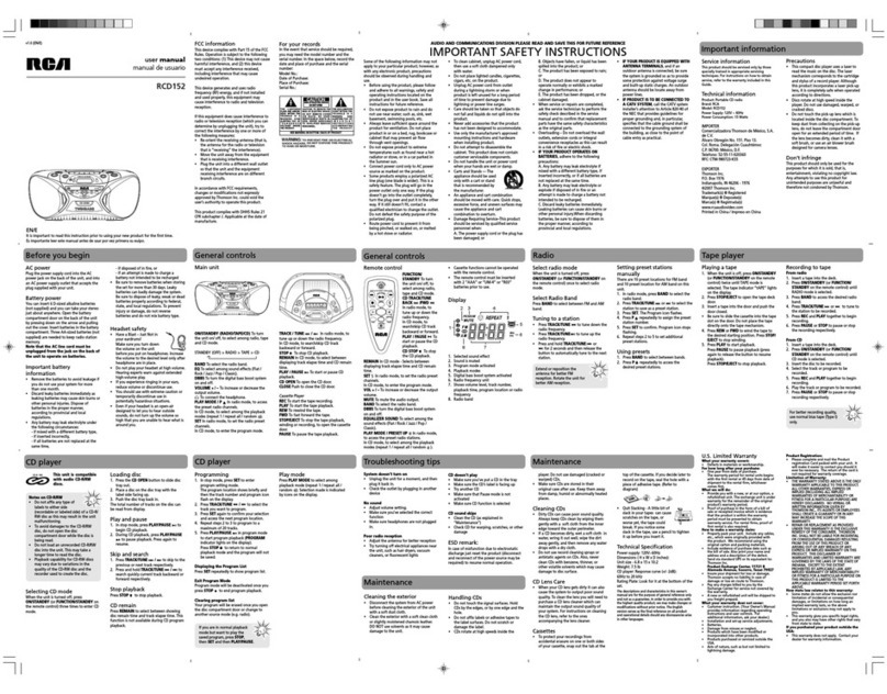 RCA RCD152 User manual RCA RCD152 User manual
