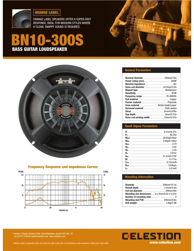 Celestion Orange Label Series BN10-300S User manual