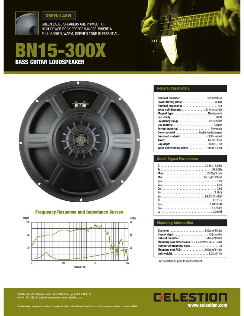 Celestion Green Label Series BN15-300X User manual Celestion Green Label Series BN15-300X User manual