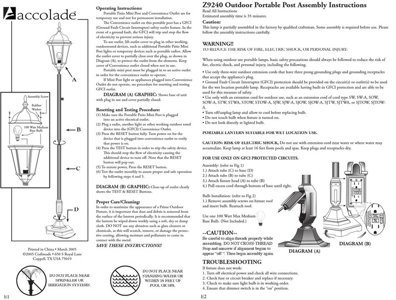 Craftmade accolade Z9240 operating instructions
