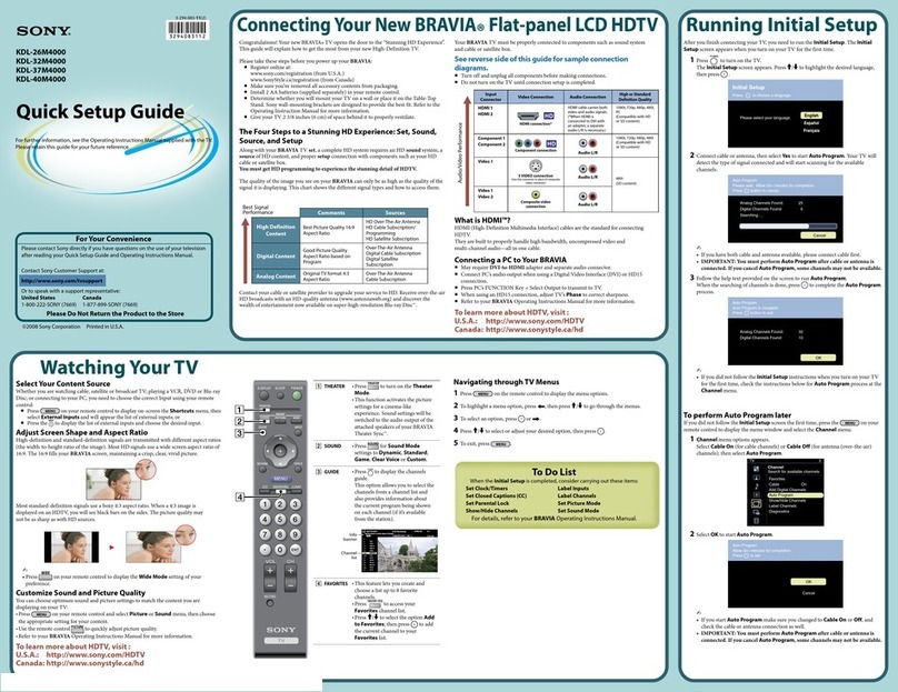 Sony BRAVIA KDL-26M4000 User manual