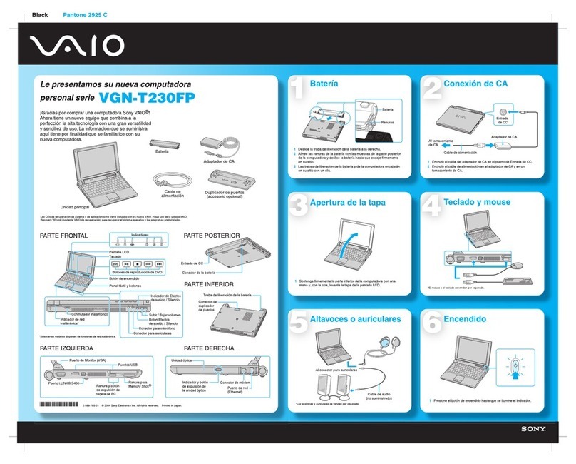 Sony VAIO VGN-T230FP supplementary guide
