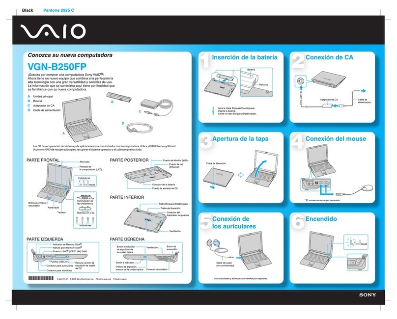 Sony VAIO VGN-B250FP supplementary guide