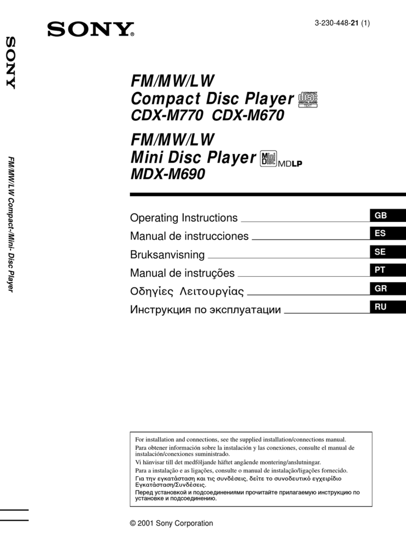 Sony CDX-M670 (XT-XM1) User manual Sony CDX-M670 (XT-XM1) User manual