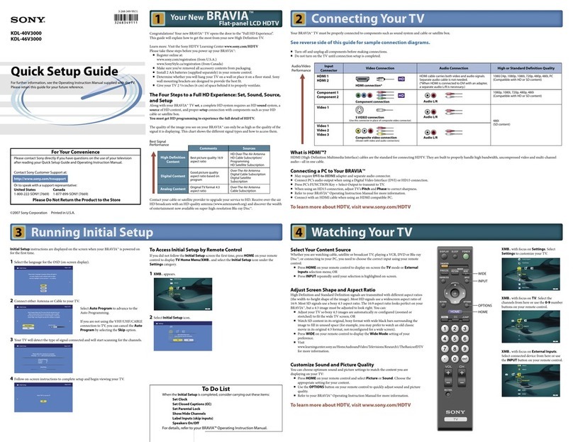 Sony KDL-40V3000, KDL-46V3000 User manual