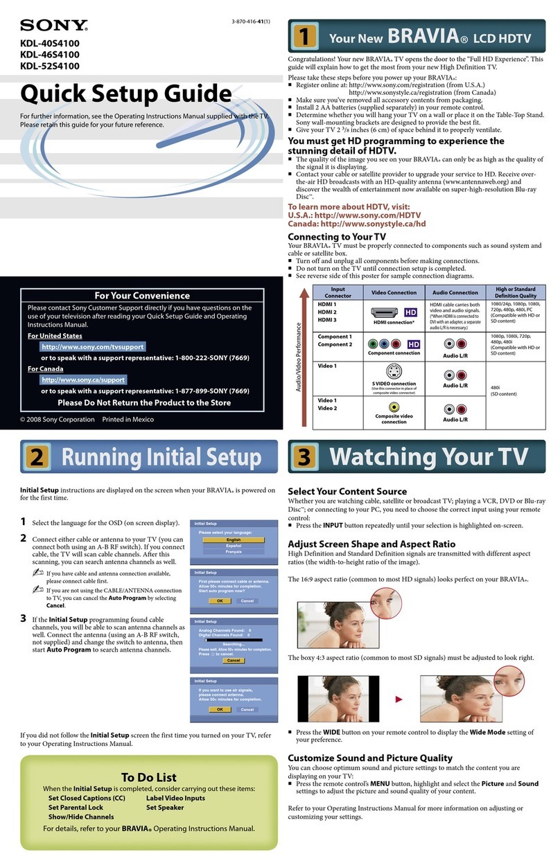 Sony Bravia KDL-40S4100 User manual