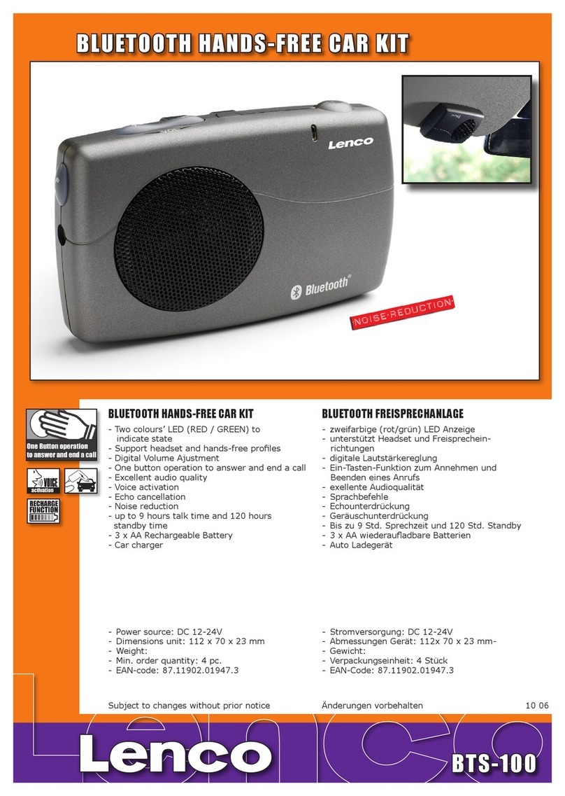 LENCO BTS-100 Specifications
