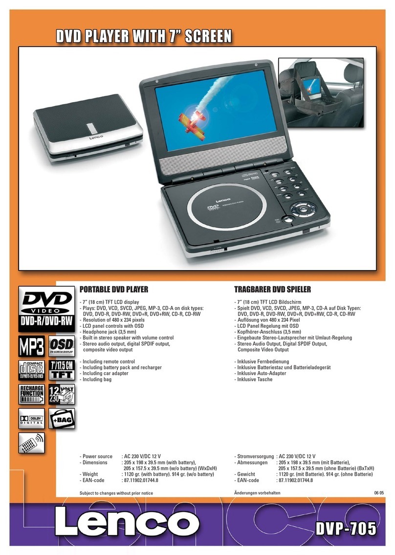 LENCO DVP-705 Specifications
