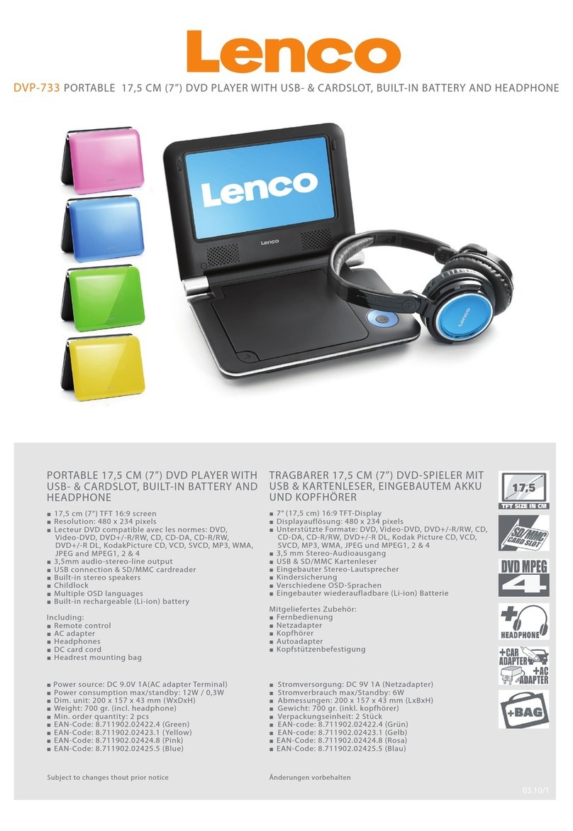 LENCO DVP-733 Specifications