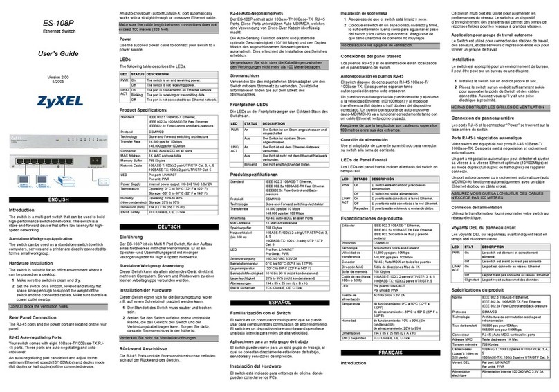 ZyXEL Communications Dimension ES-108P User manual ZyXEL Communications Dimension ES-108P User manual