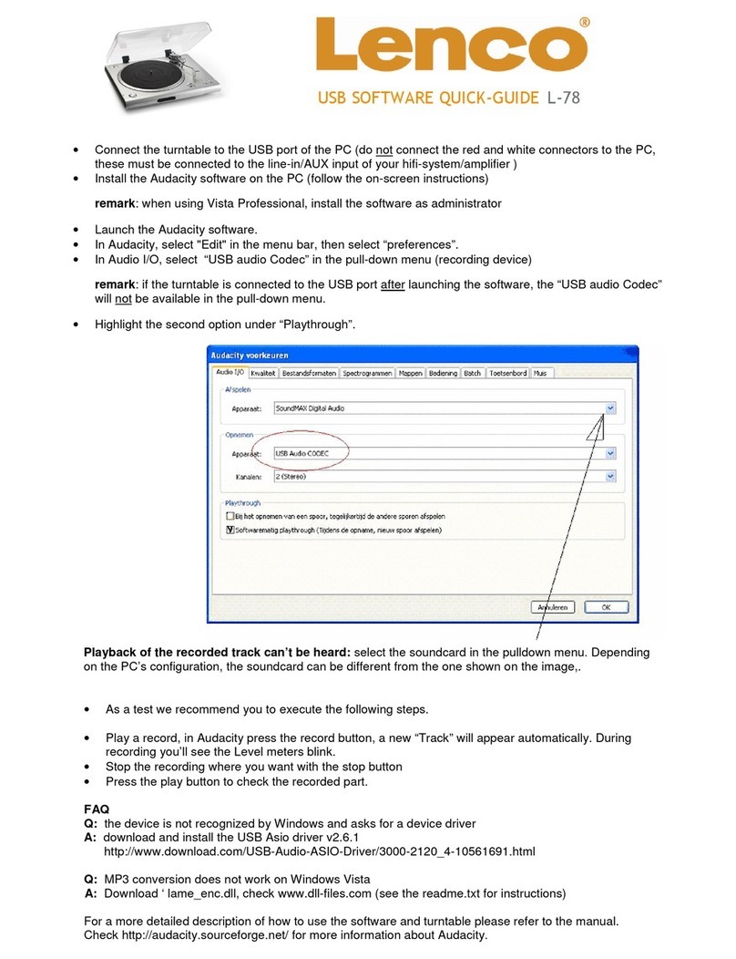 LENCO L-78 USB - quick guide