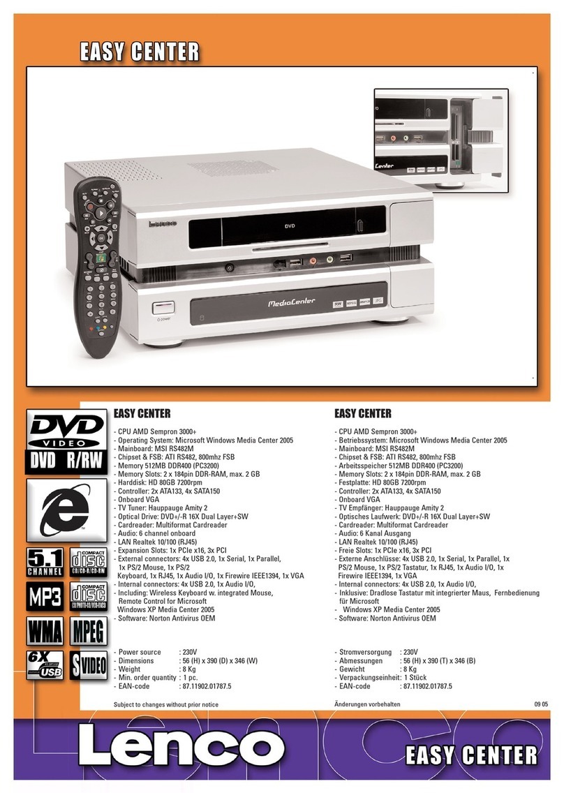 LENCO EASY CENTER 1000 manual