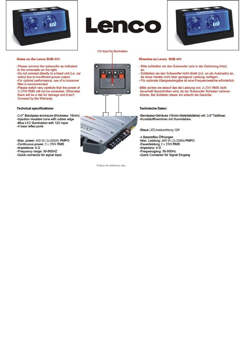 LENCO SUB-400 User manual