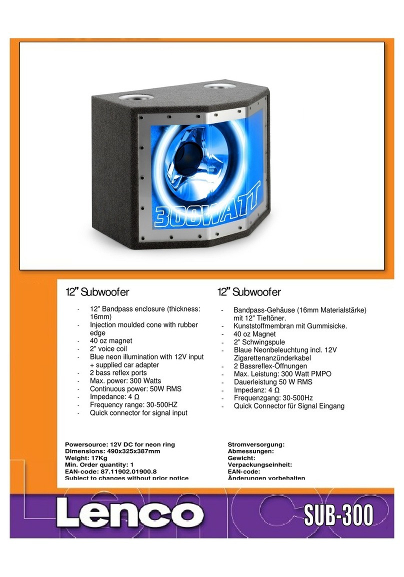 LENCO SUB-300 Specifications