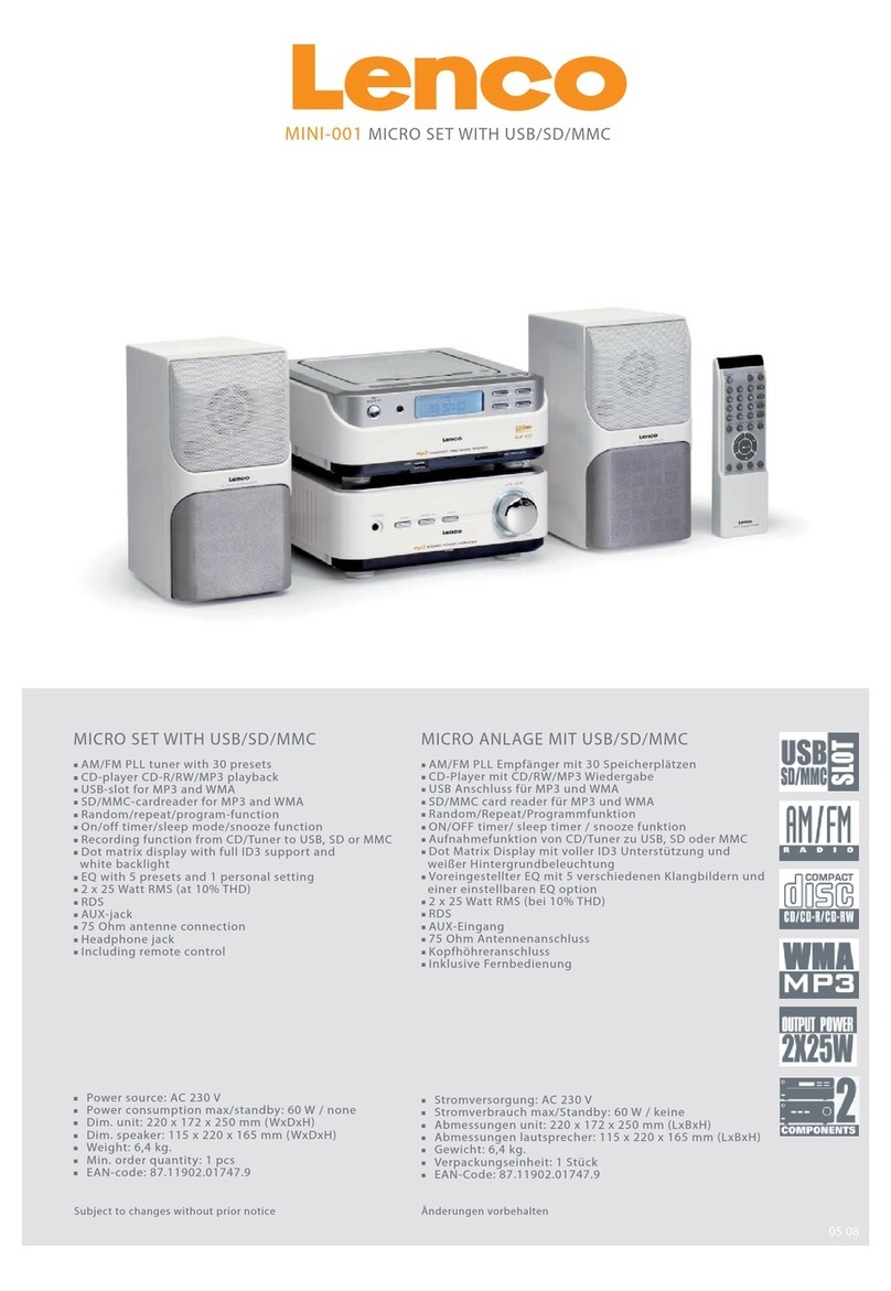 LENCO MINI-001 Specifications