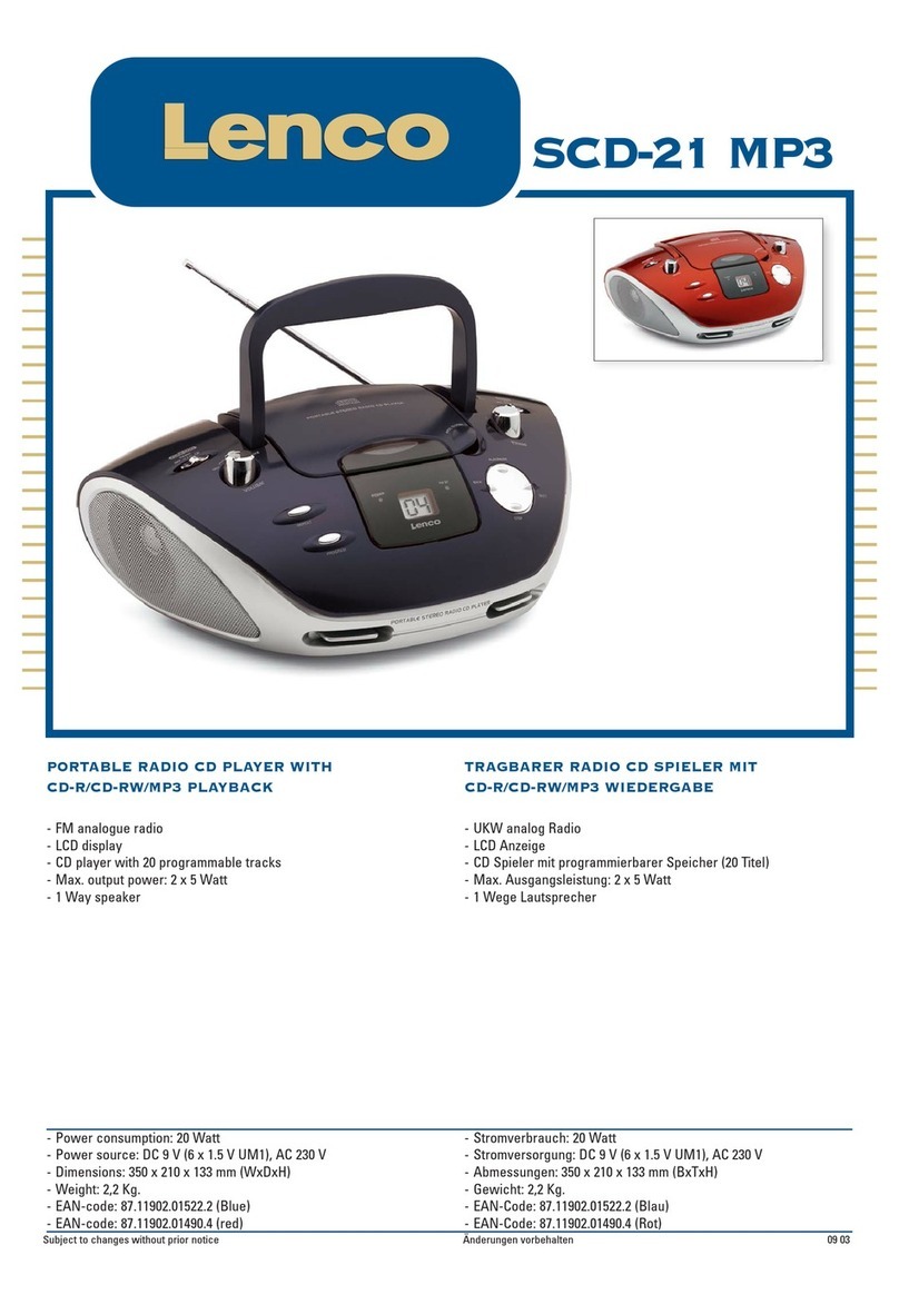 LENCO SCD-21 MP3 Specifications