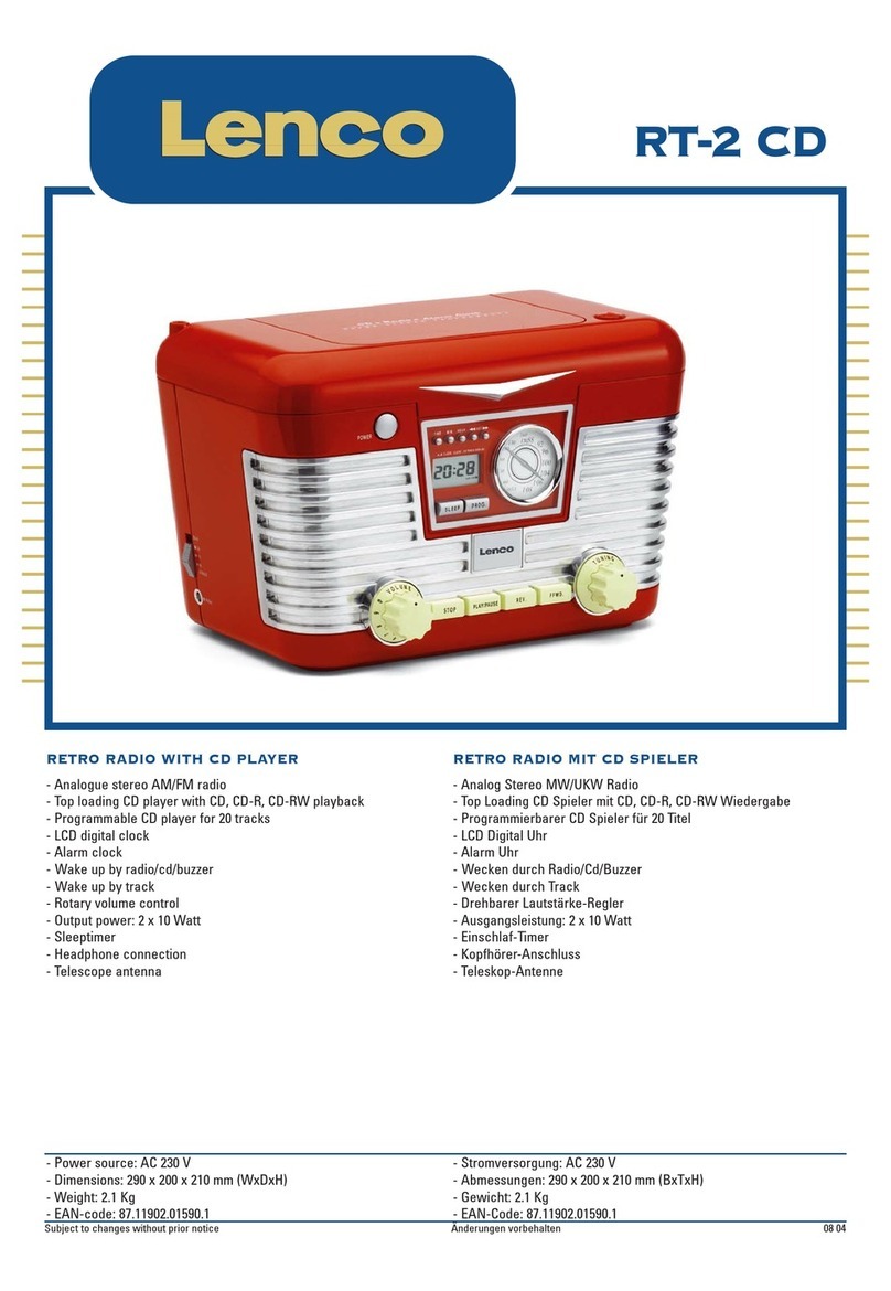 LENCO RT-1 CD User manual LENCO RT-1 CD User manual