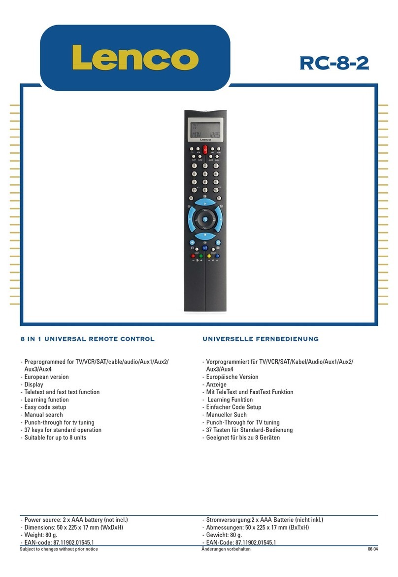 LENCO RC-8-2 Specifications