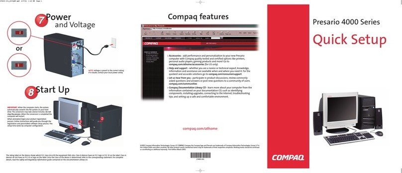 HP Compaq Presario Specification sheet