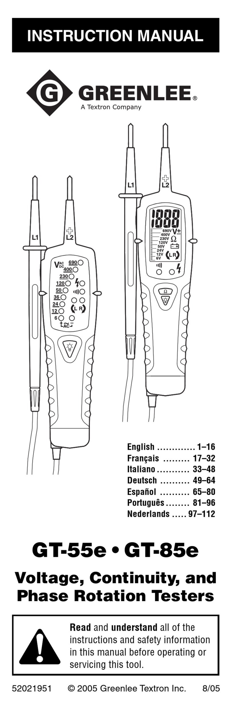 Greenlee GT-55e User manual