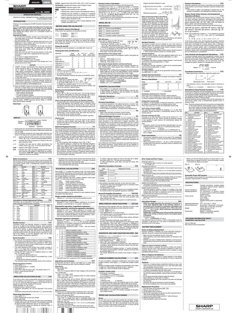 Sharp EL-520XBWH User manual