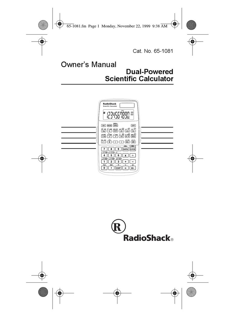 Radio Shack 65-115 - Scientific Calculator owner's manual