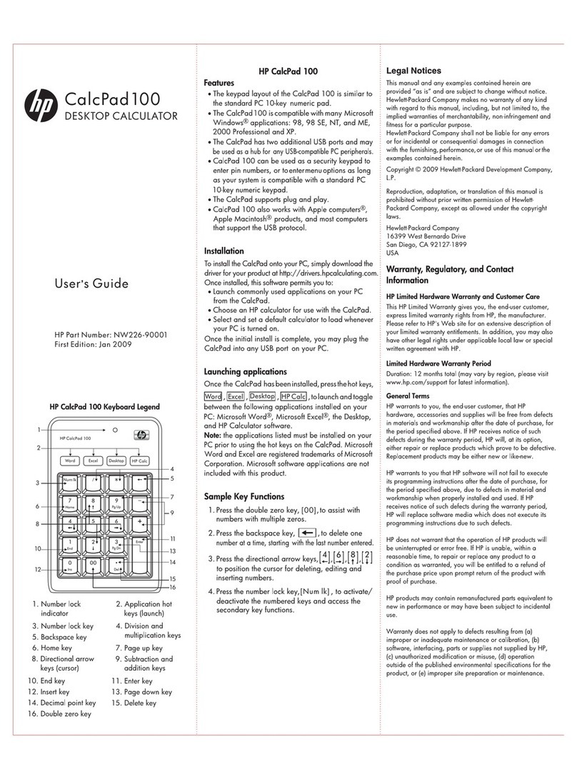 HP CalcPad 100 User manual