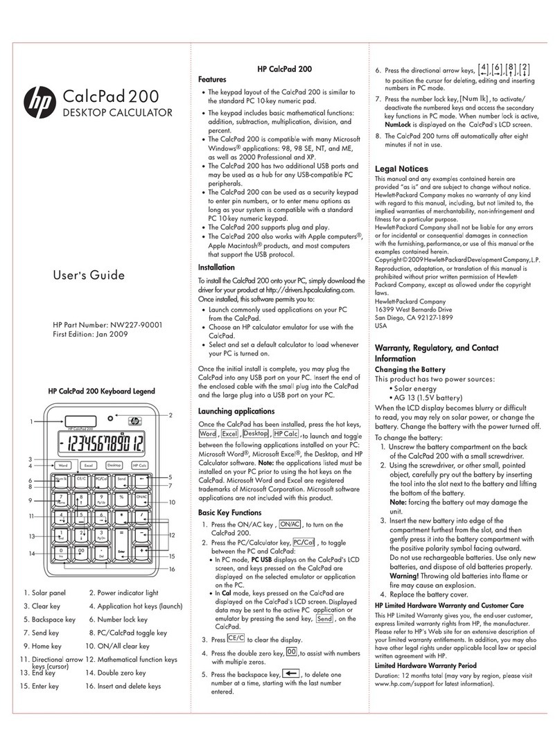 HP CalcPad 200 User manual