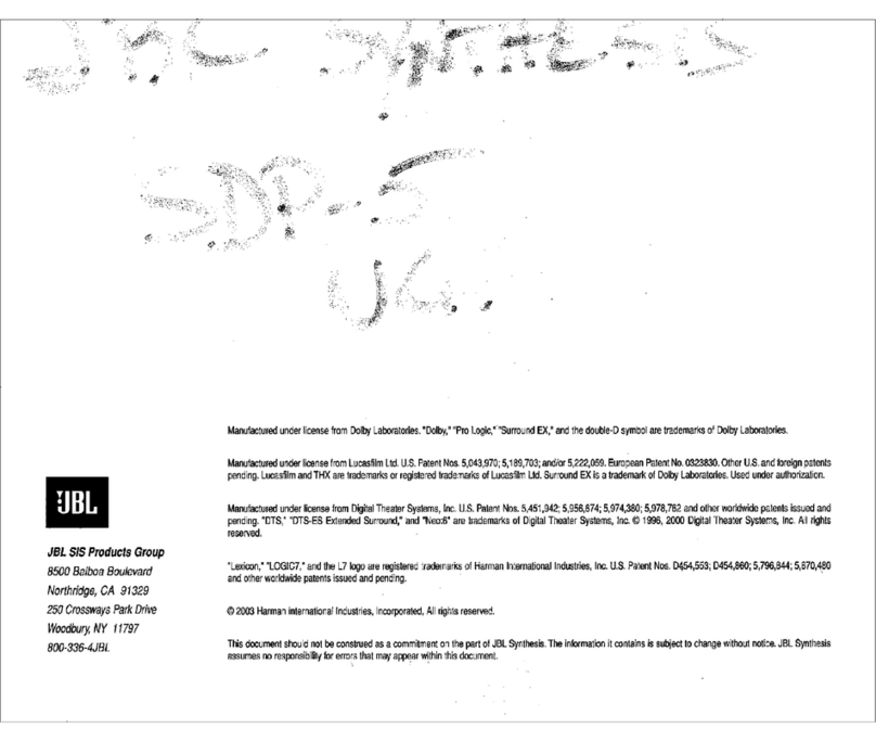 JBL Synthesis SDP-5 User manual