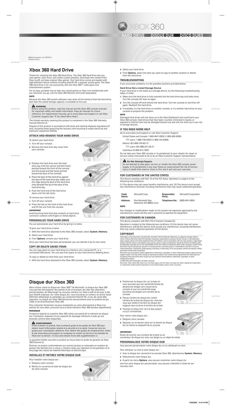 Microsoft Xbox 360 instruction manual
