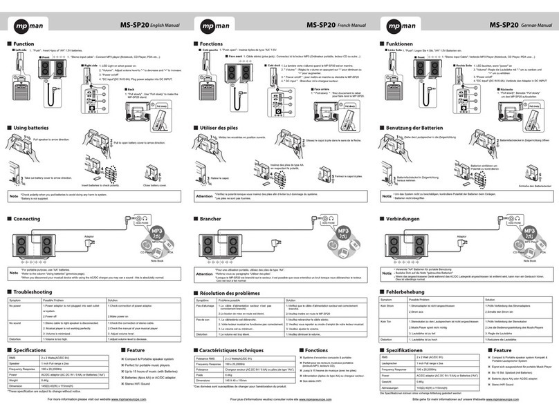 MP-Man MS-SP20 User manual MP-Man MS-SP20 User manual