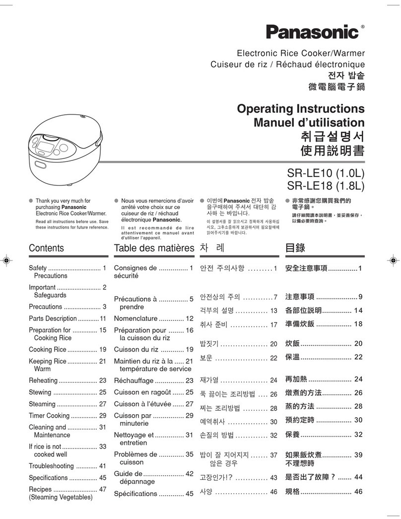 Panasonic SRLE10 - RICE COOKER-MULTI LANG operating instructions