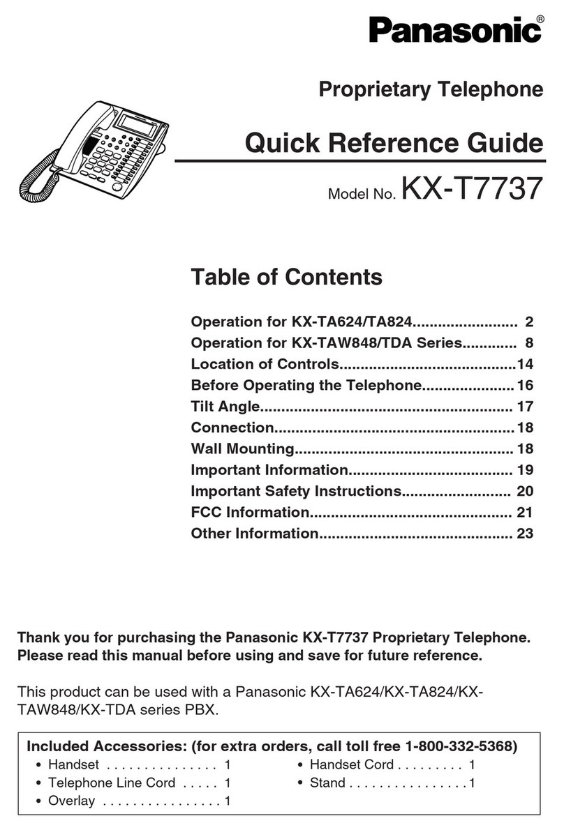 Panasonic KX-T7737 - Digital Phone Quick reference guide