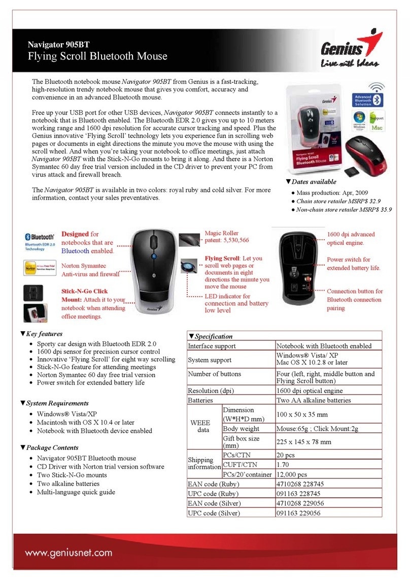 Genius NAVIGATOR 905BT User manual Genius NAVIGATOR 905BT User manual