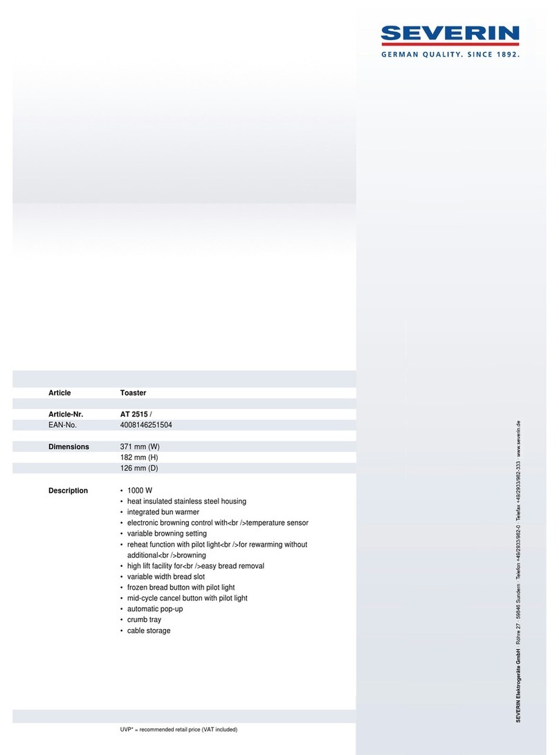 SEVERIN AT 2515 - GRILLE-TOUS-PAINS User guide