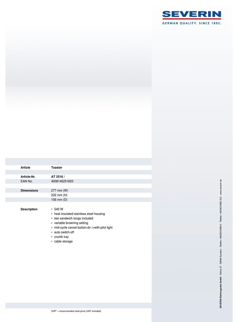 SEVERIN AT 2516 - GRILLE-PAIN Dimensions